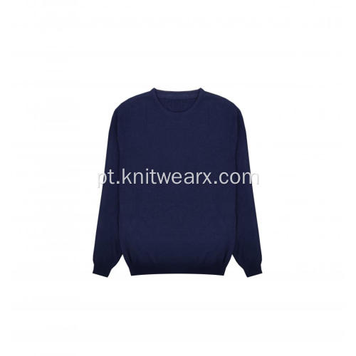 Suéter tricotado de lã masculina pulôver com decote redondo
